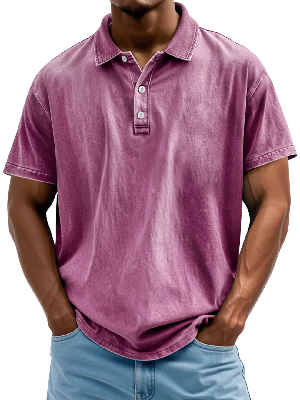 men-s-vintage-washed-and-distressed-pure-cotton-lapel-short-sleeved-polo-shirt-1271