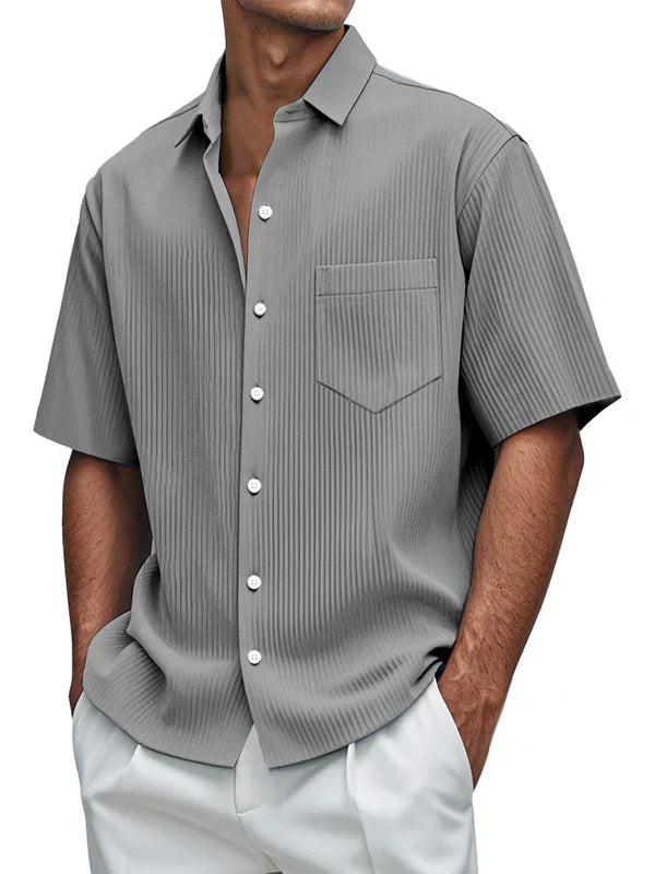 spring-sale-men-s-daily-loose-solid-color-vertical-pit-short-sleeved-shirt-4355