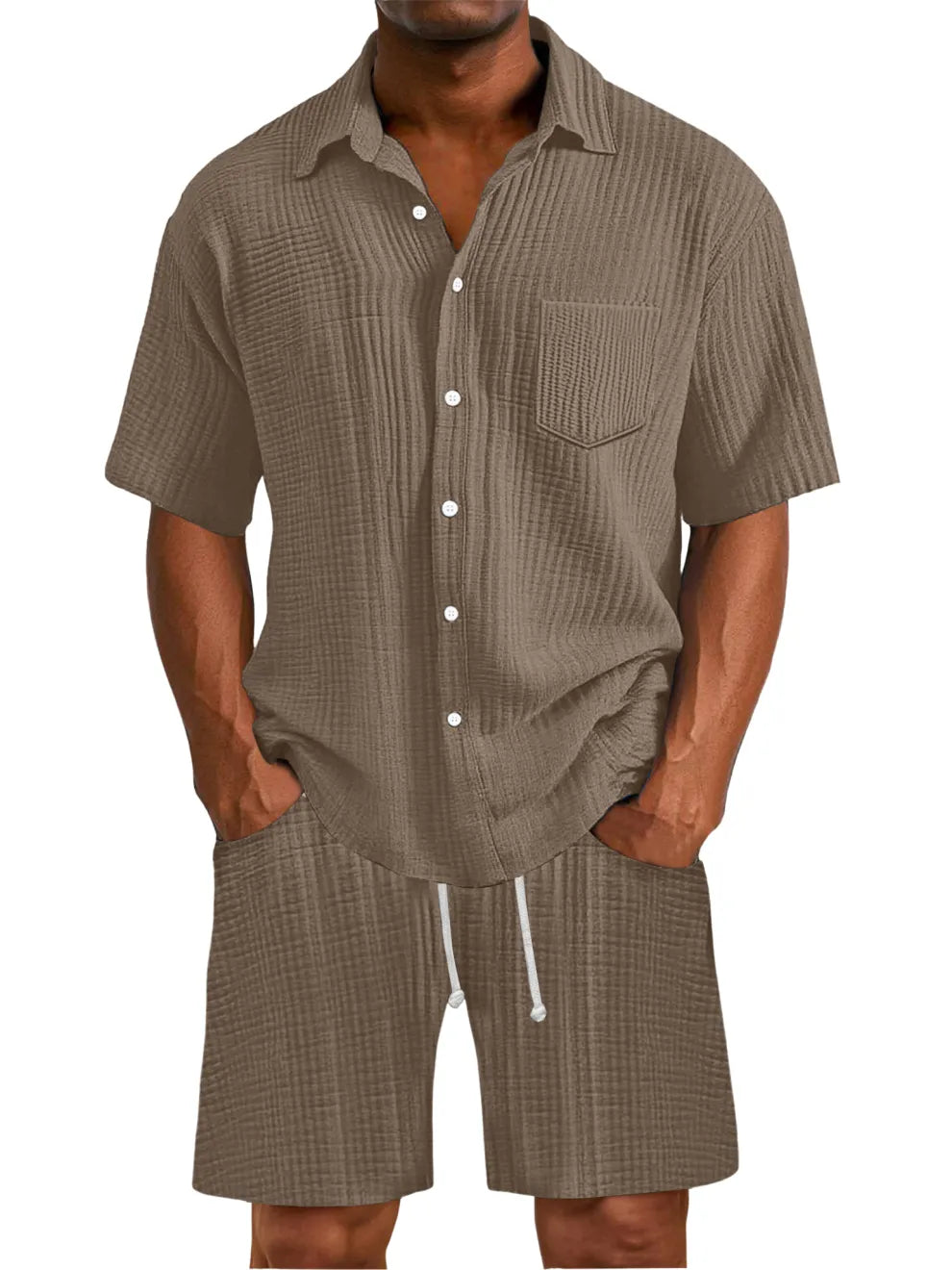 men-s-daily-wrinkled-texture-pocket-shirt-shorts-set-1063