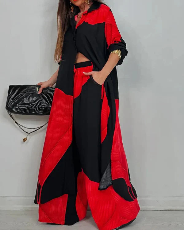 spring-sale-women-s-v-neck-printed-top-pants-casual-set-3722