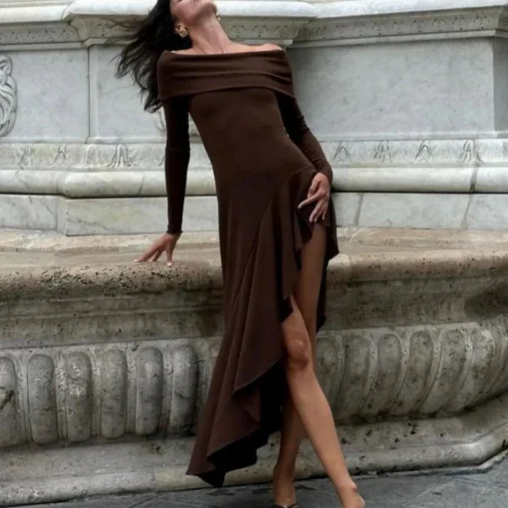 temperament-off-shoulder-long-sleeve-irregular-hem-stretch-maxi-dress-836